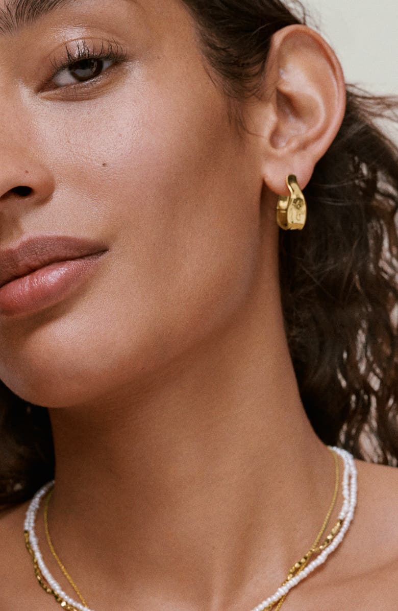 Monica Vinader The Wave Medium Hoop Earrings, Alternate, color, Yellow Gold