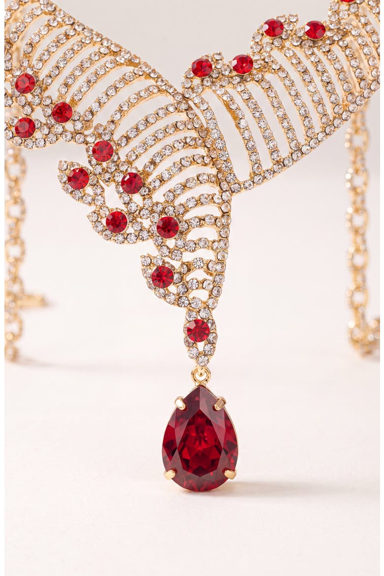 Crystal Helix Necklace and Earring Set, Alternate, color, Ruby Red