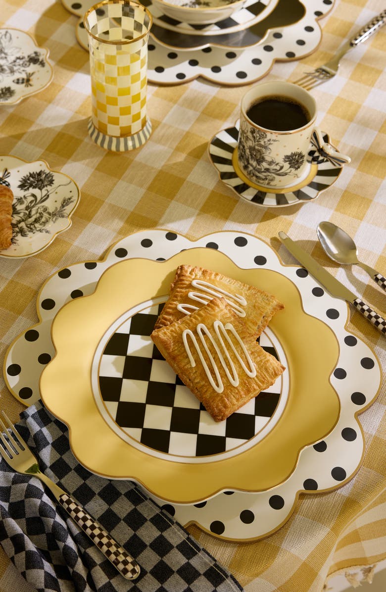 MACKENZIE CHILDS Bee Toile Scallop Cork Back Placemat, Alternate, color, White