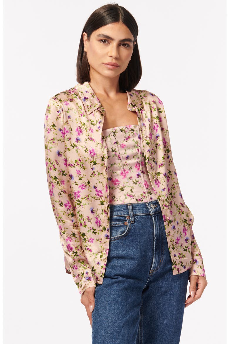 Crosby Silk Charmeuse Button-Up Shirt, Alternate, color, SPRING GERANIUM
