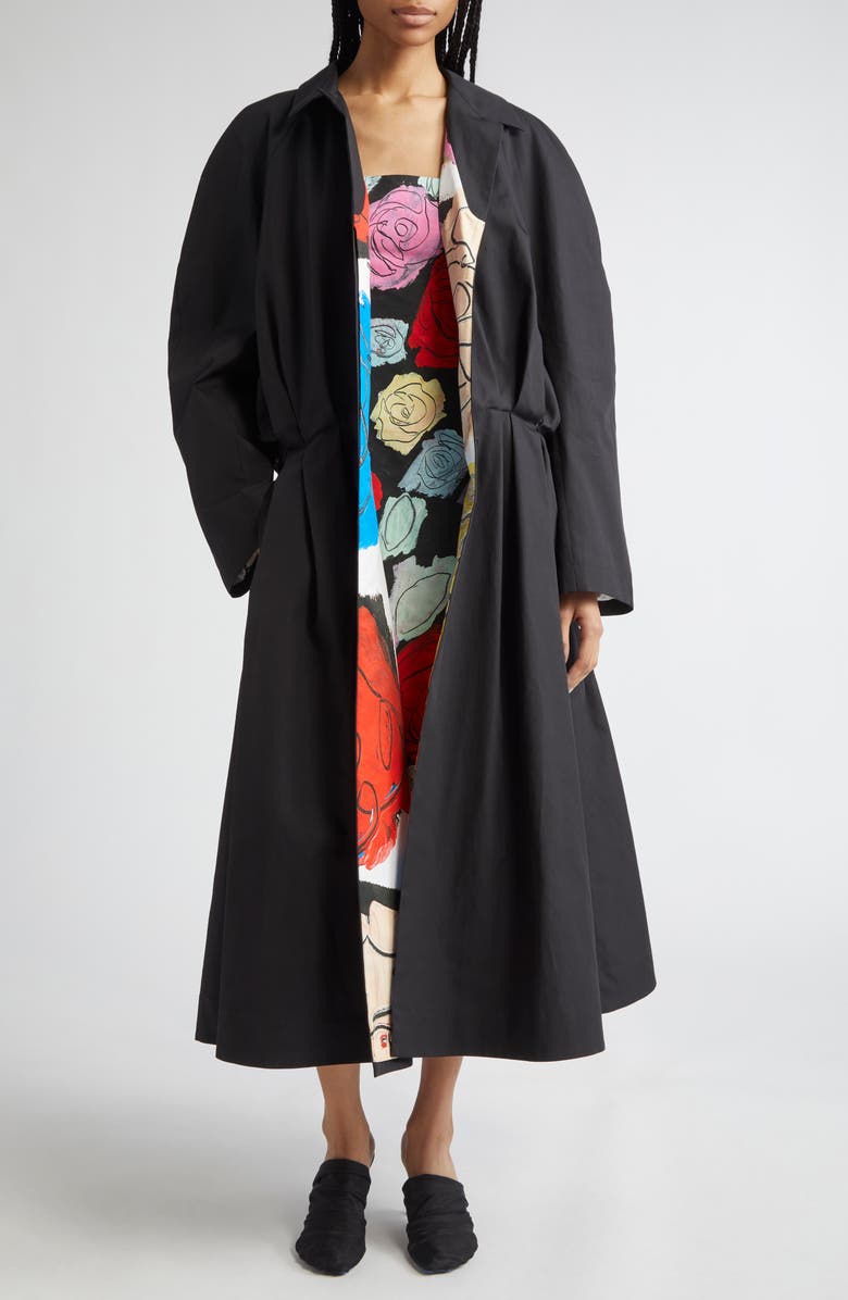 Marni Fantasy Floral Pleated Fit & Flare Midi Dress, Alternate, color, Black