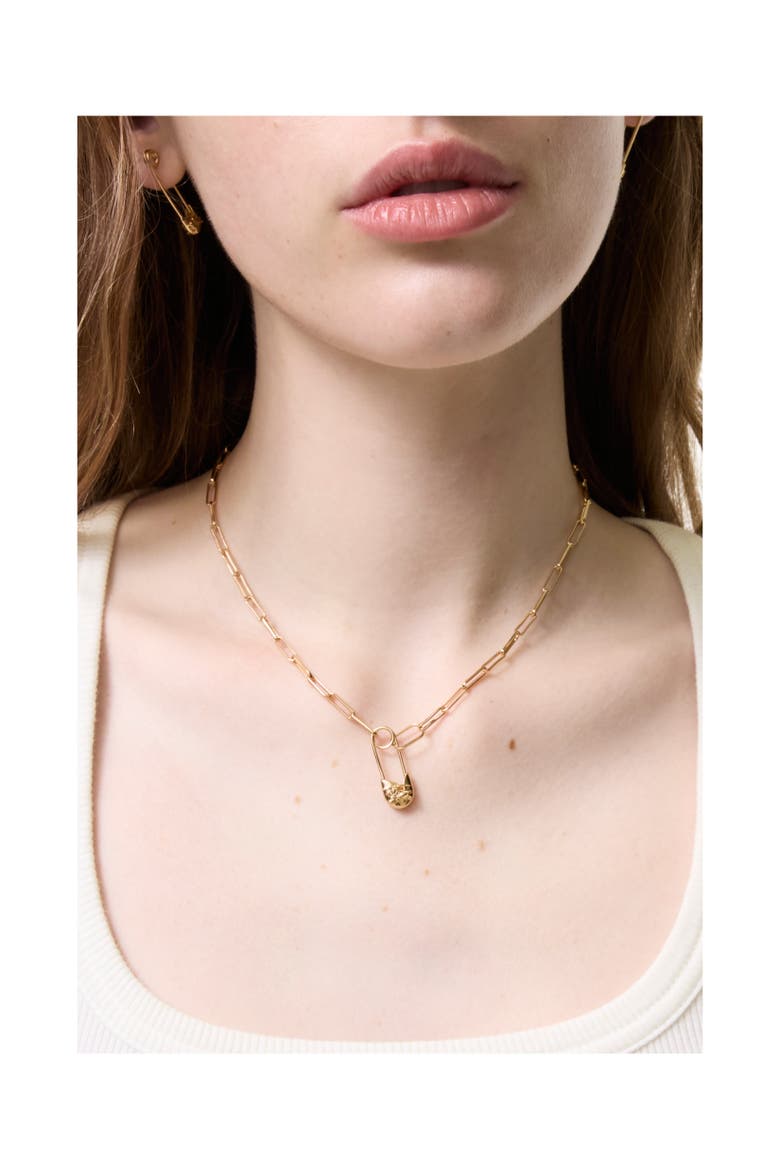Knight Pin Necklace, Alternate, color, Gold