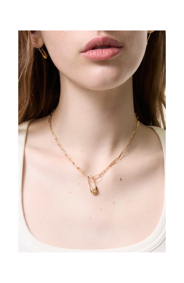 Burberry EKD Pin Necklace, Alternate, color, Gold