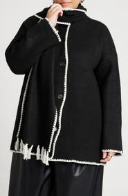 ELOQUII Sweater Coat with Attached Scarf