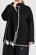 ELOQUII Sweater Coat with Attached Scarf