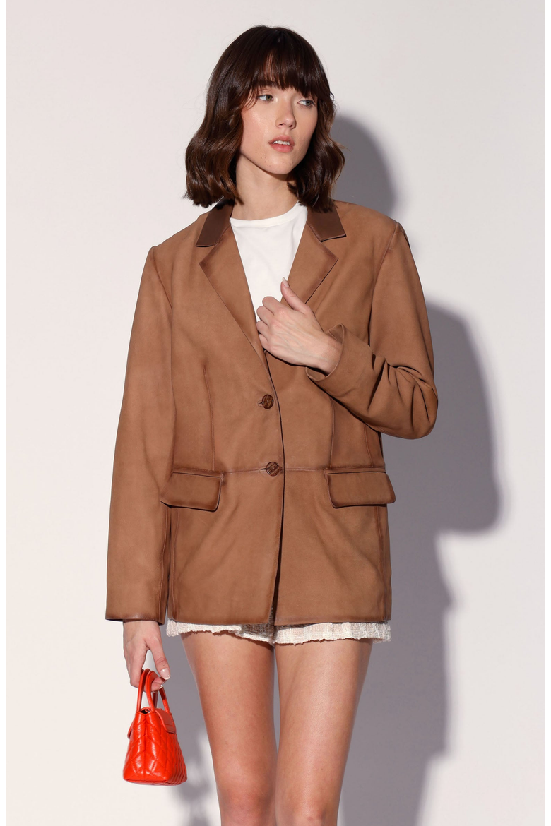 Ray Leather Blazer, Main, color, Mousse Nubuck
