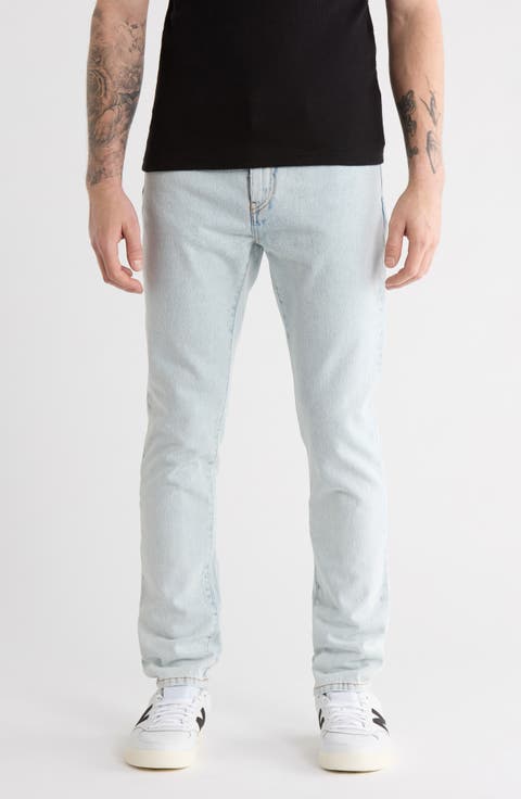 Diagonal Pocket Skinny Jeans (Bleach Blue)