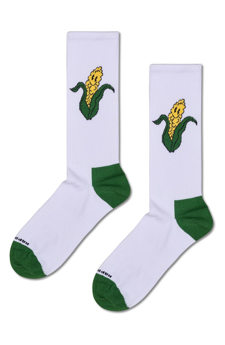 Happy Socks Assorted 2-Pack Corn Sneaker Socks, Alternate, color, White