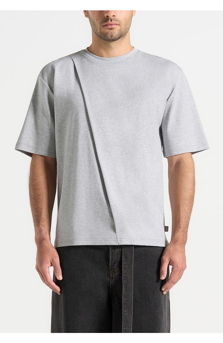 Manière De Voir Hugo Relaxed Fit Cotton T-Shirt With Pleat, Alternate, color, Grey