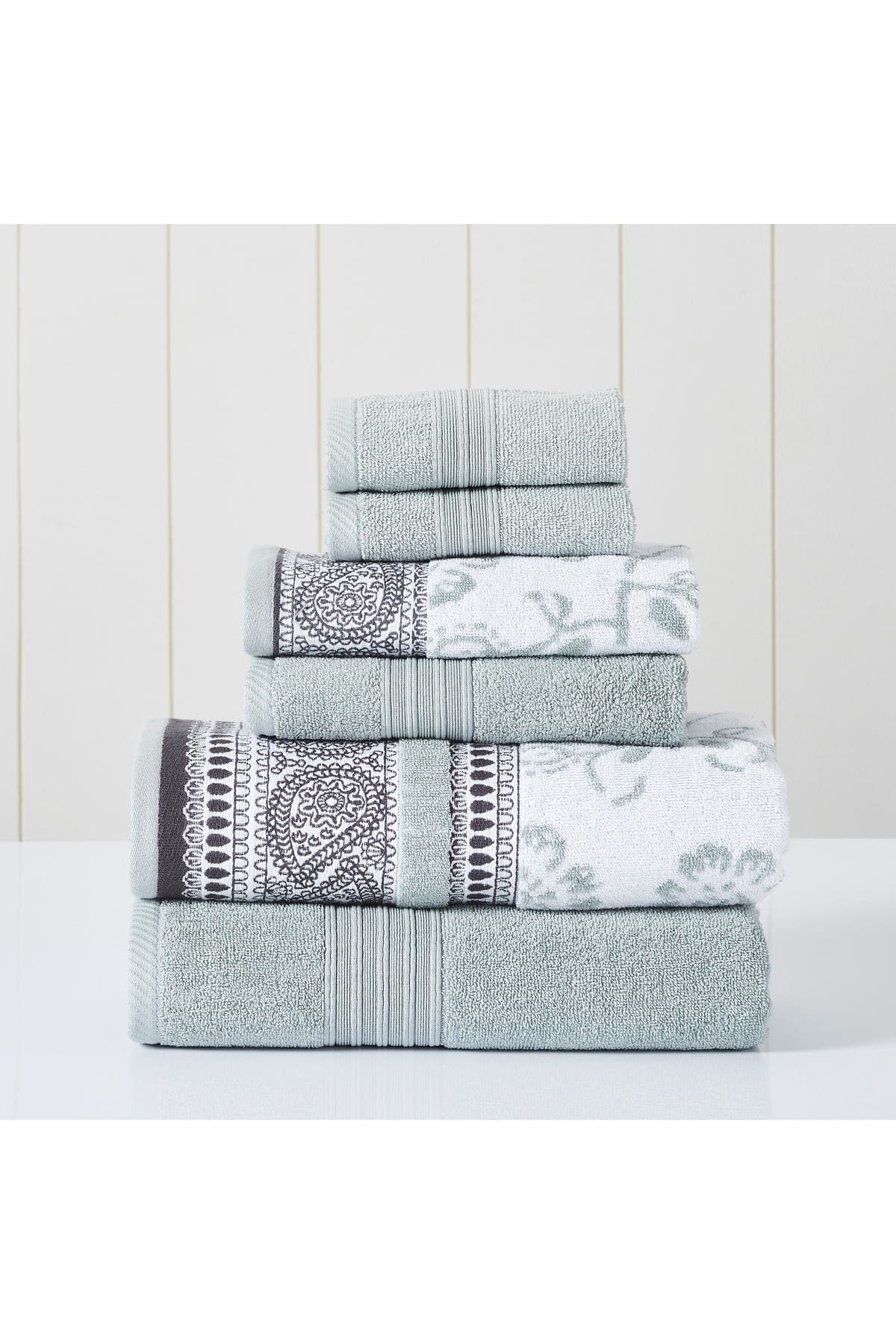 Modern Threads Yarn Dyed Jacquard/Solid Towel 6-Piece Set - Ophelia Dark Sage