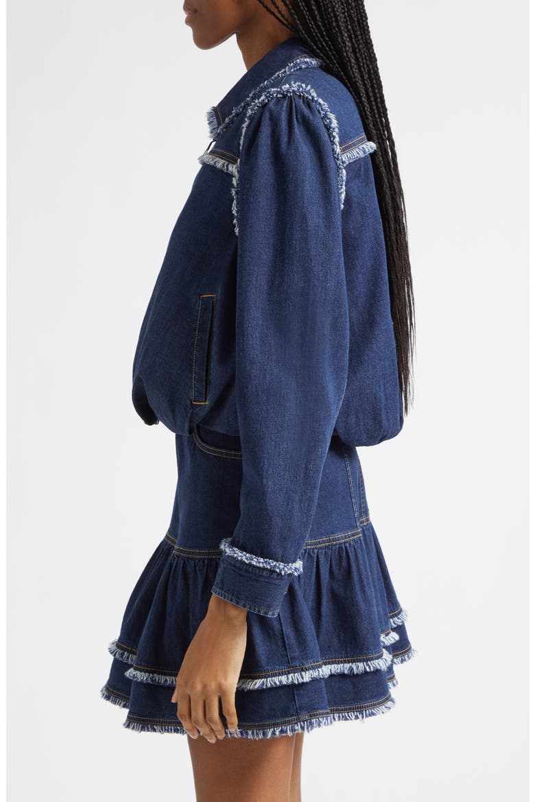 Indria Fringe Denim Jacket, Alternate, color, TWILIGHT