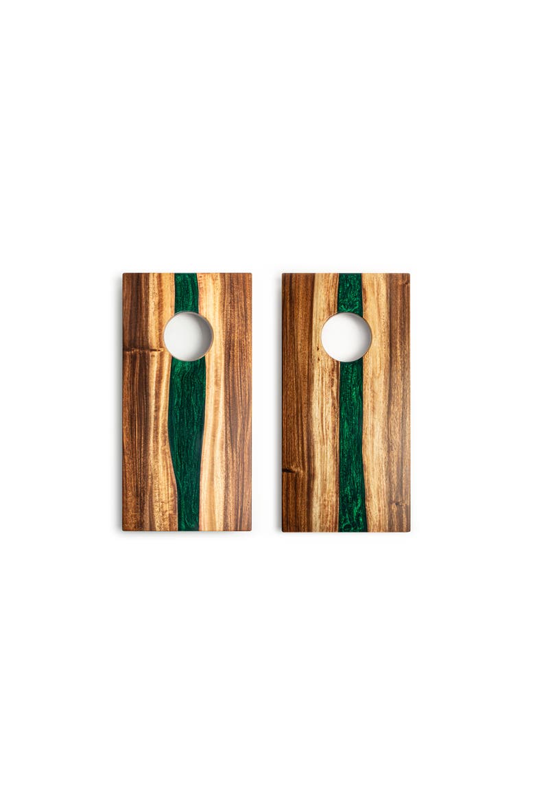 1ft x 2ft One of a Kind Green Pearl Epoxy Resin Wood Compact Travel Cornhole Board Set, Alternate, color, Emerald