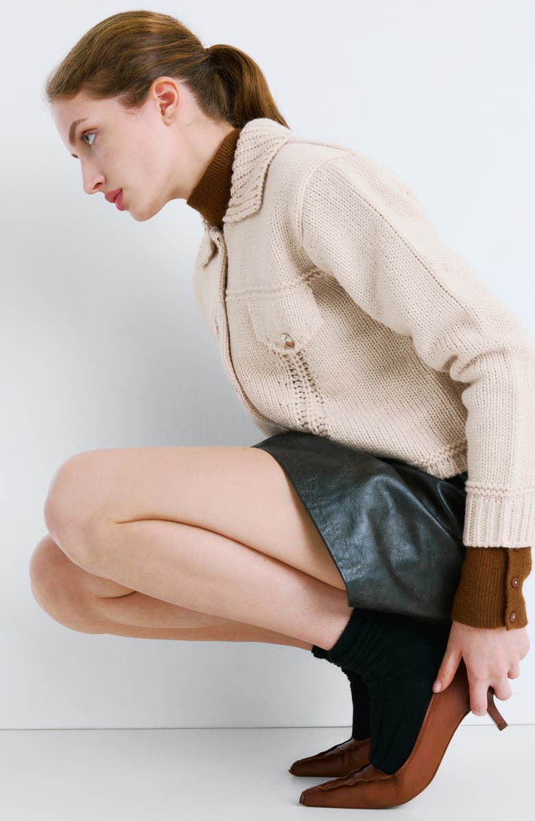 MANGO Faceted Button Cardigan, Alternate, color, Sand