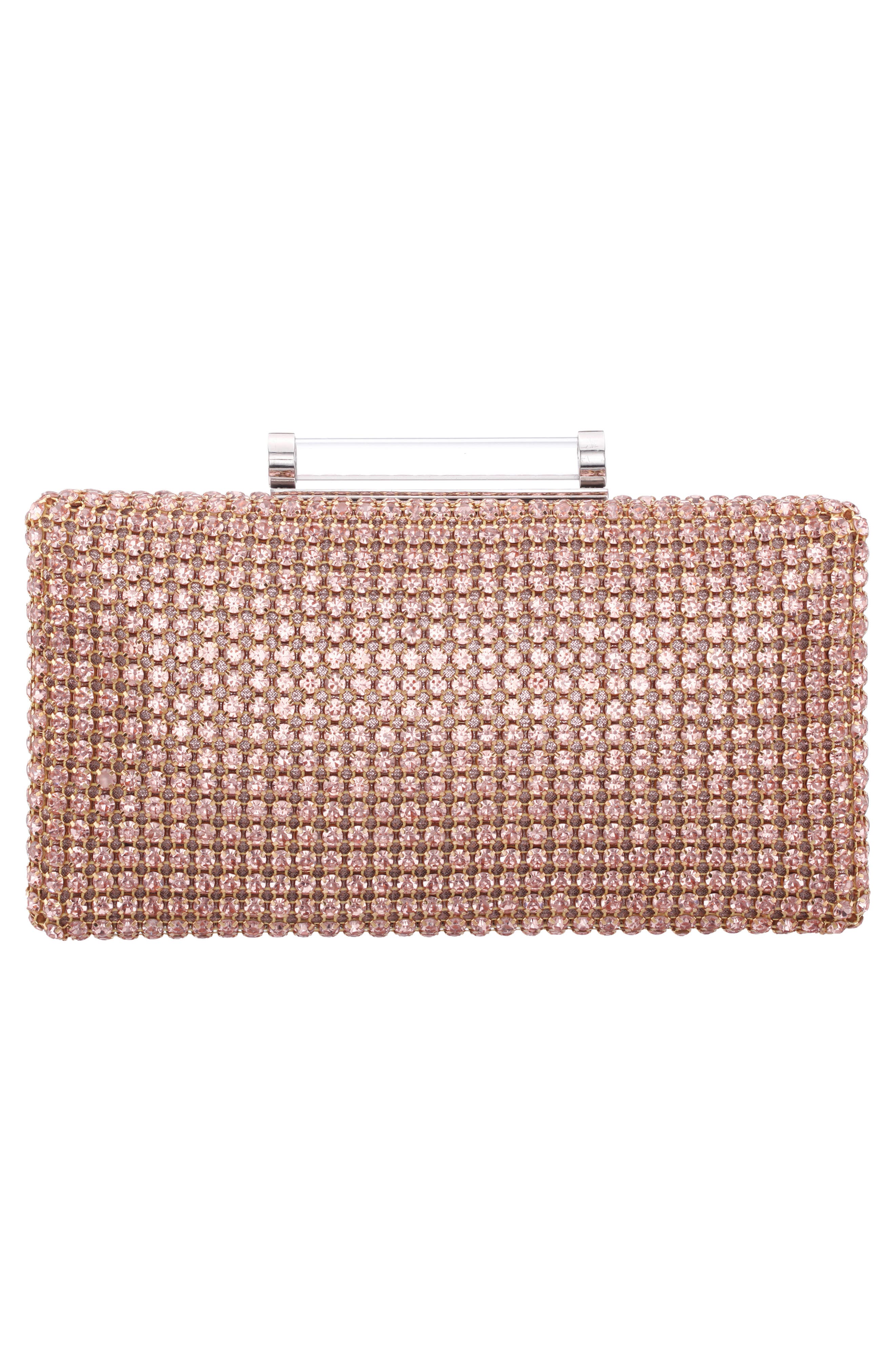 Gracious Crystal Clutch, Alternate, color, PEARL ROSE