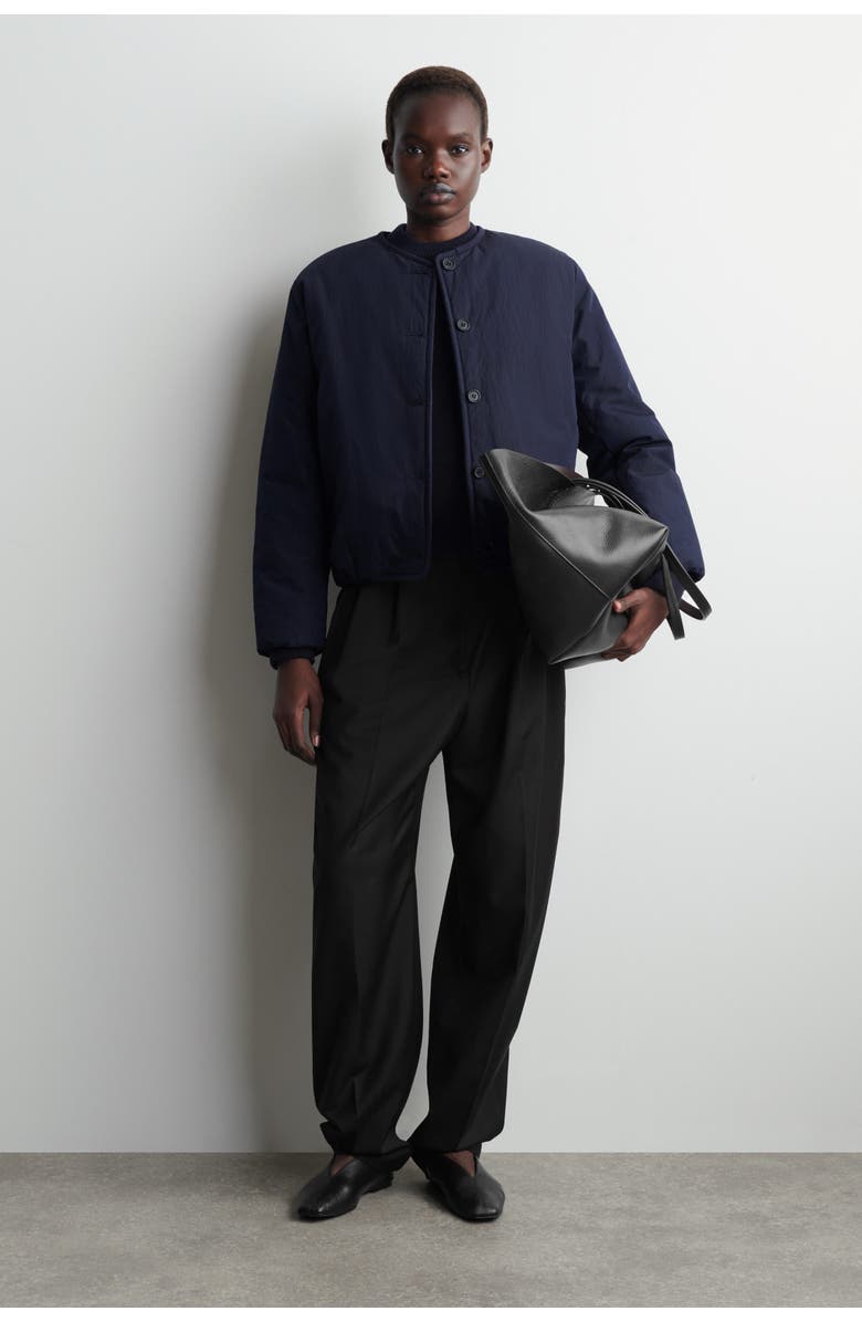 COS Padded Cotton Liner Jacket, Main, color, Navy