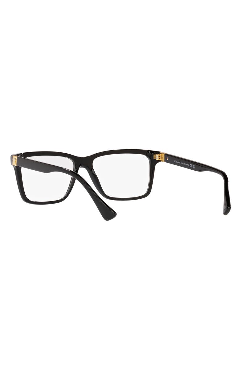 Versace 56mm Rectangular Optical Glasses, Alternate, color, Black