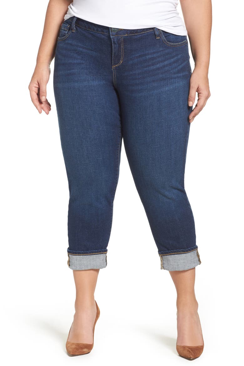 Roll Crop Boyfriend Jeans, Main, color, AMBER