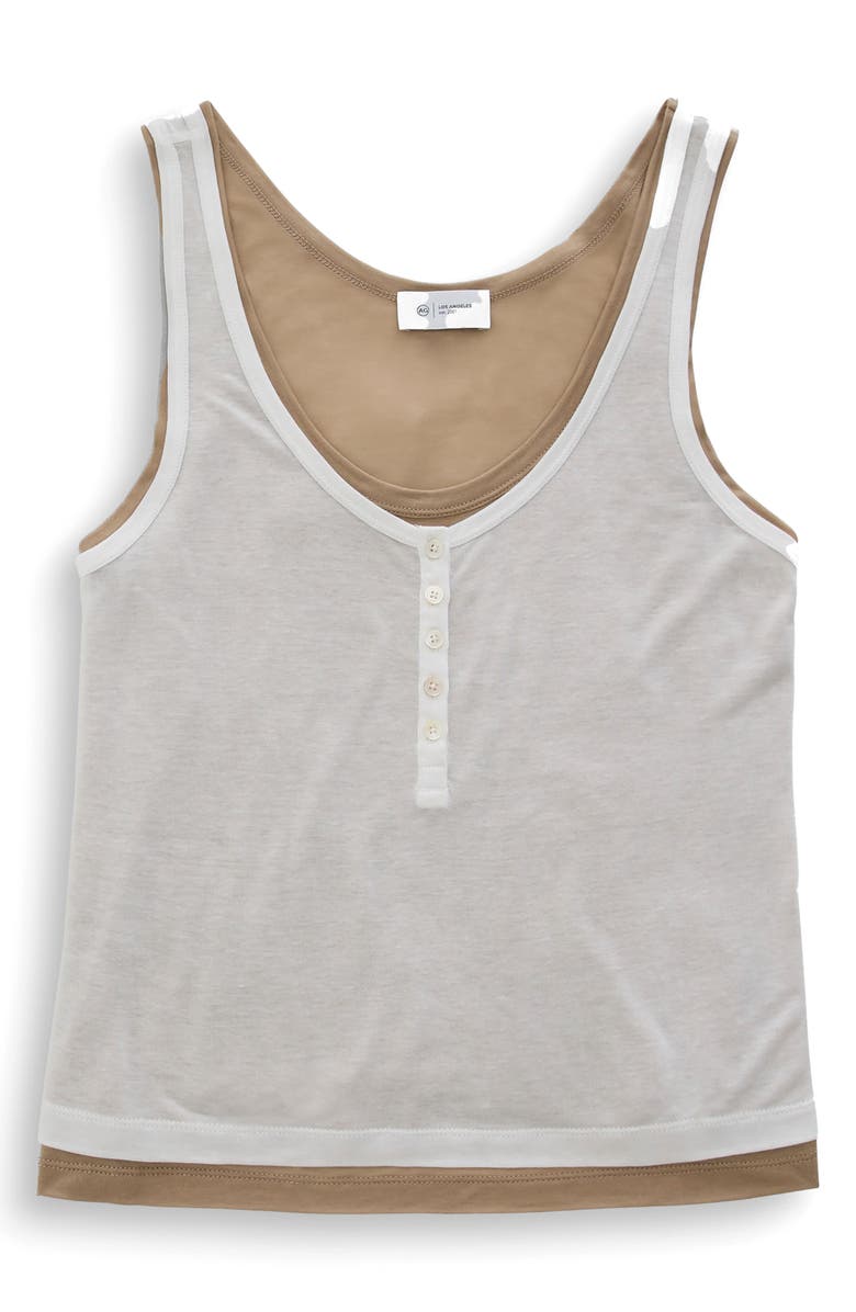 AG Alina Henley Tank, Alternate, color, Powder/Khaki Sand