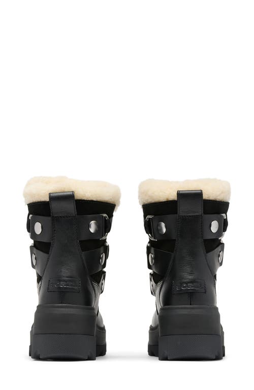 Sorel Joan Frwd Cozy Genuine Shearling Trim Waterproof Boot In Black