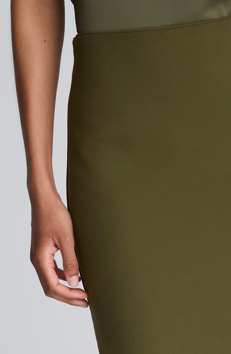 Kenneth Cole Back Slit Midi Skirt, Alternate, color, Olive Green