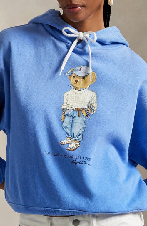 Polo Ralph Lauren Polo Bear Embroidered Fleece Graphic Hoodie In Summer Blue