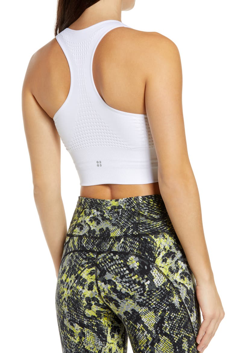 Stamina Longline Sports Bra, Alternate, color, WHITE