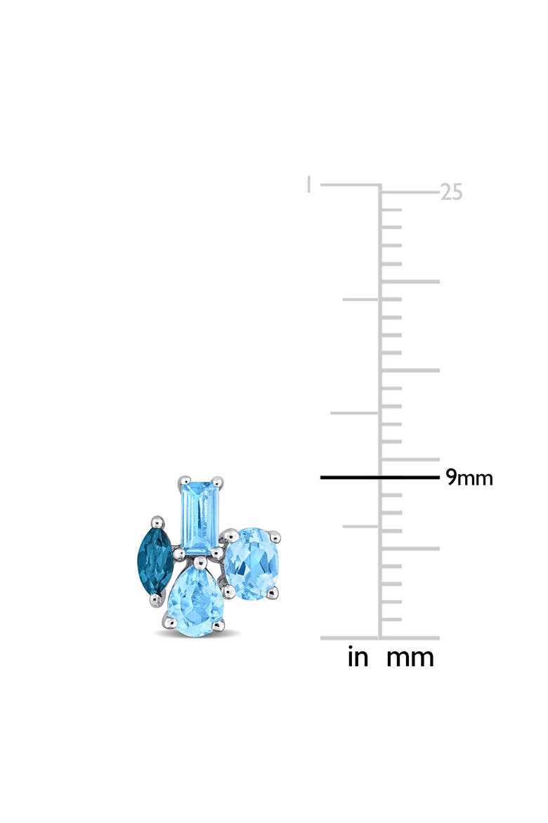 Sterling Silver Swiss and London Blue Topaz Cluster Stud Earrings, Alternate, color, BLUE