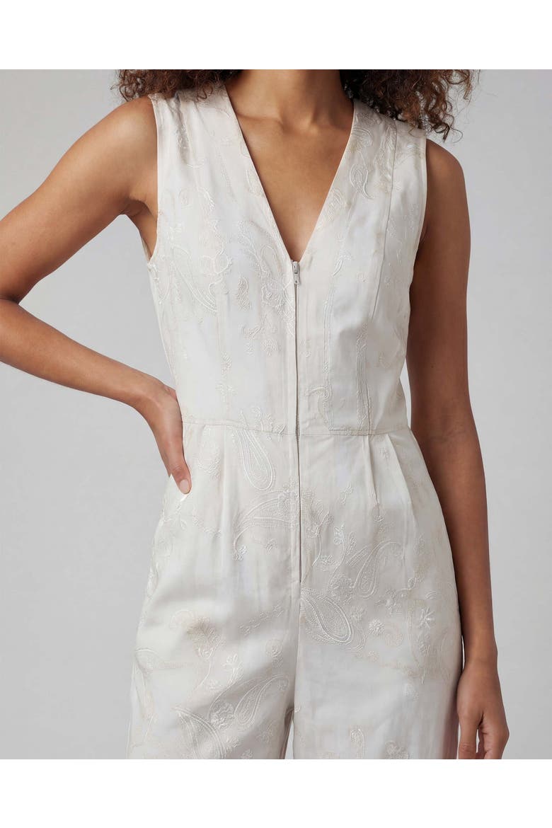 Paisley Explosion Womens Tailored Jumpsuit, Alternate, color, Paisley Explosion Ivory