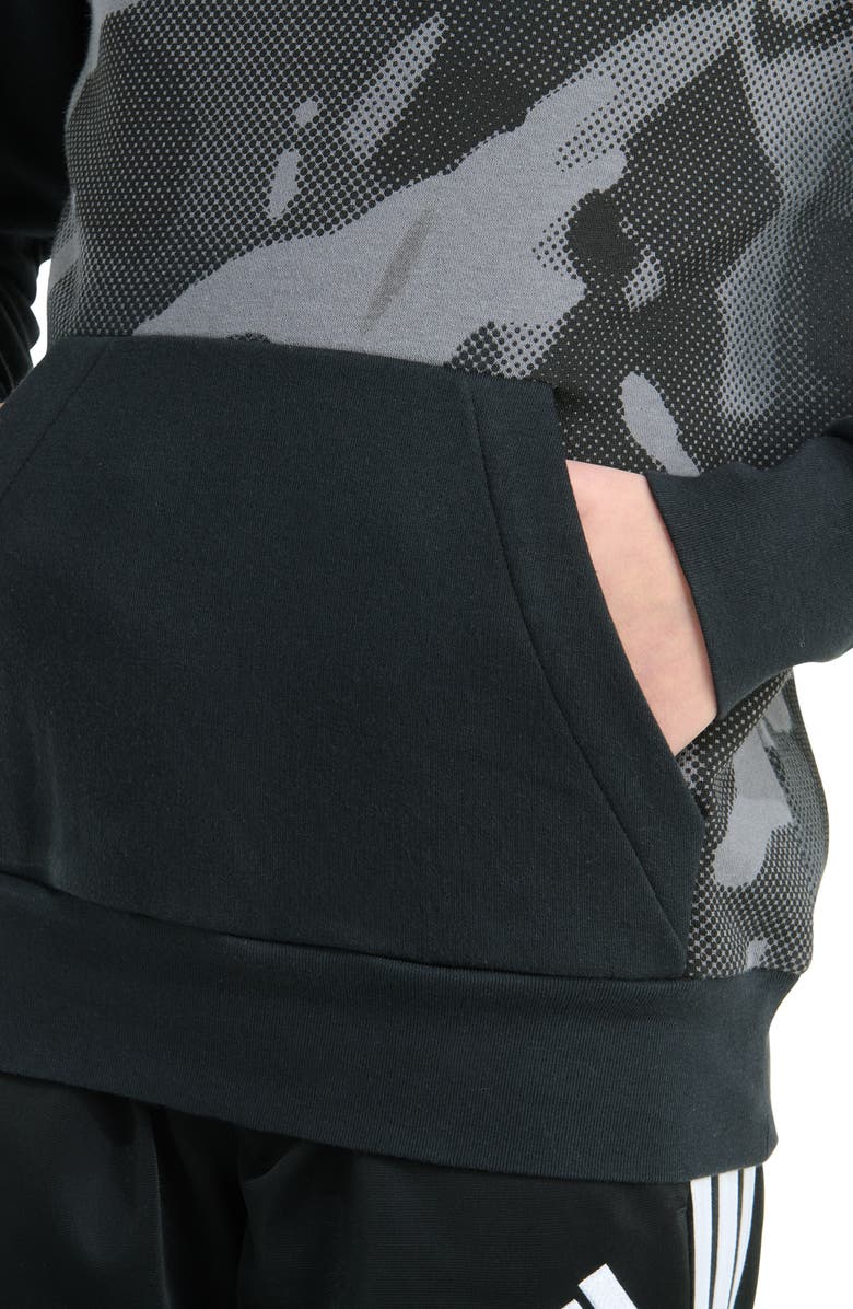 adidas Kids' Colorblock Camo Fleece Hoodie, Alternate, color, Black