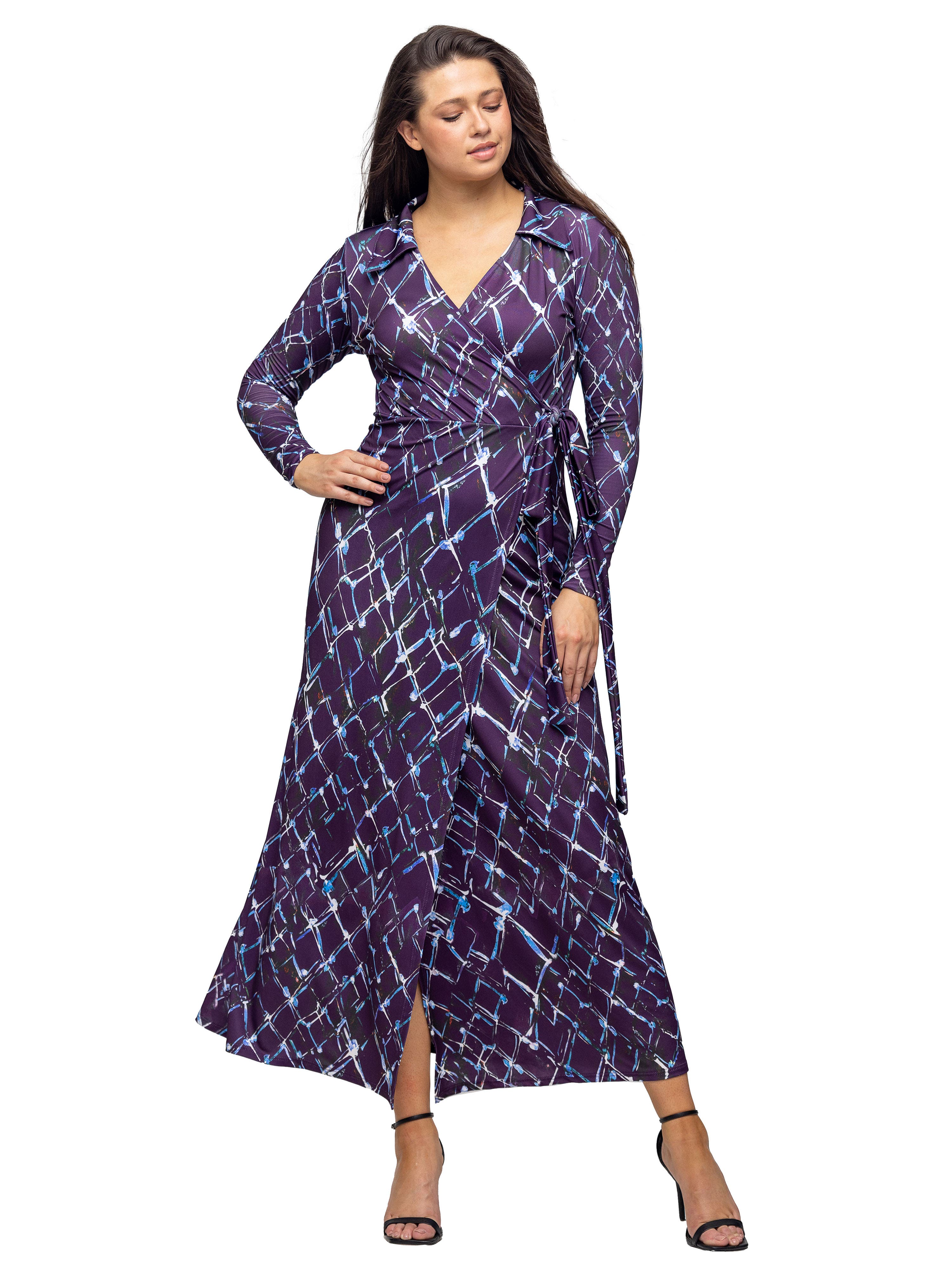 Collared Wrap Maxi Dress