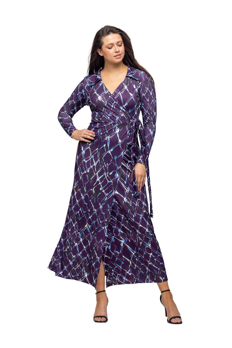 Collared Wrap Maxi Dress, Main, color, Purple Multi