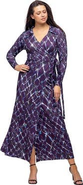 24seven Comfort Apparel Collared Wrap Maxi Dress