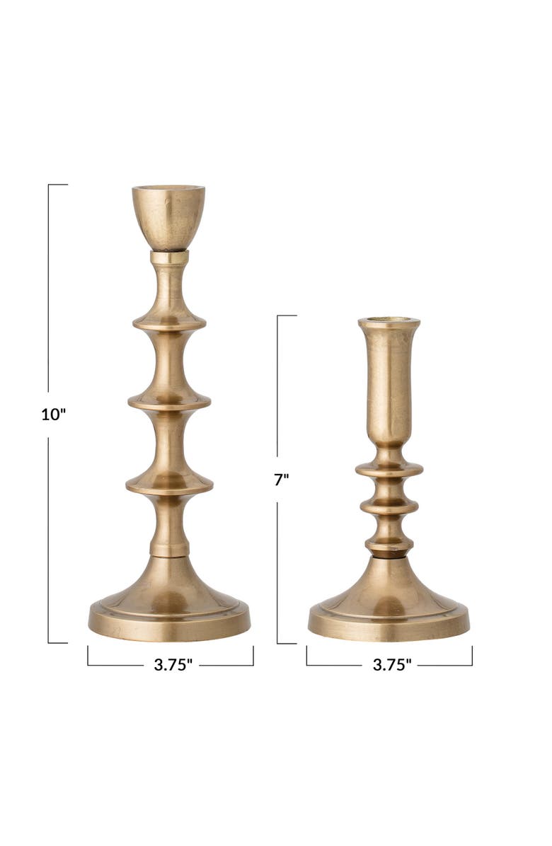 Storied Home Decorative Metal Taper Holders, Gold, Set of 2, Alternate, color, Gold