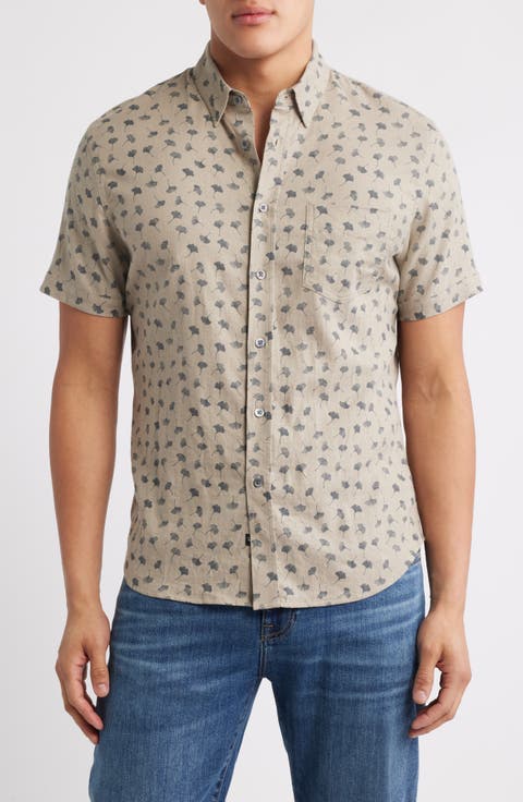 Carson Short Sleeve Stretch Linen Blend Button-Up Shirt