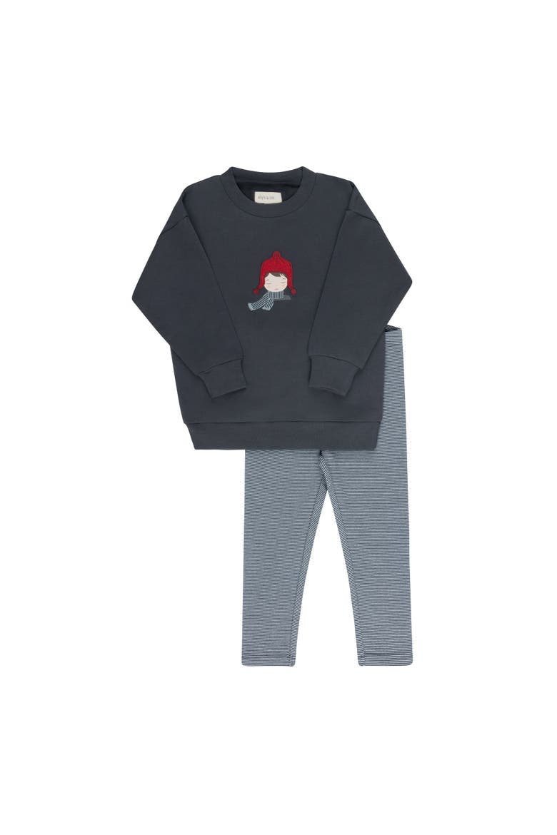 French Terry Autumn Kids Collection - Sweatshirt and Leggings, Main, color, Navy