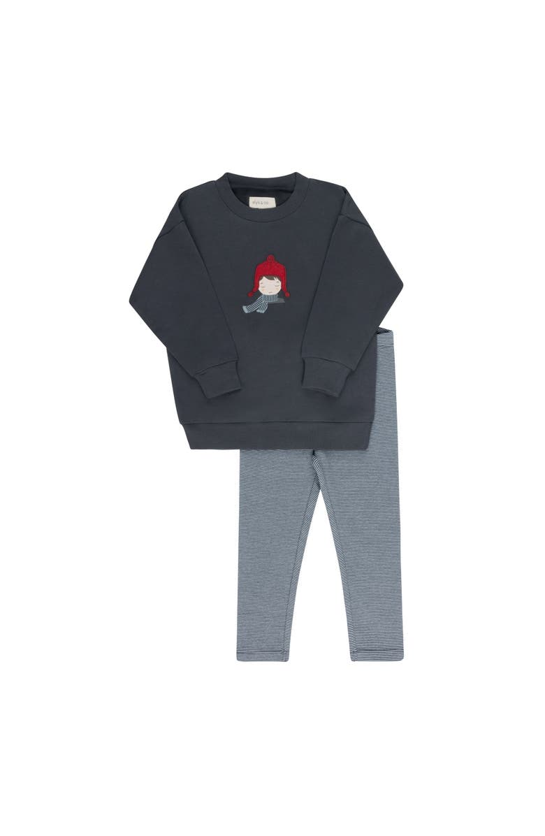 Ely's & Co. French Terry Autumn Kids Collection - Sweatshirt and Leggings, Main, color, Navy