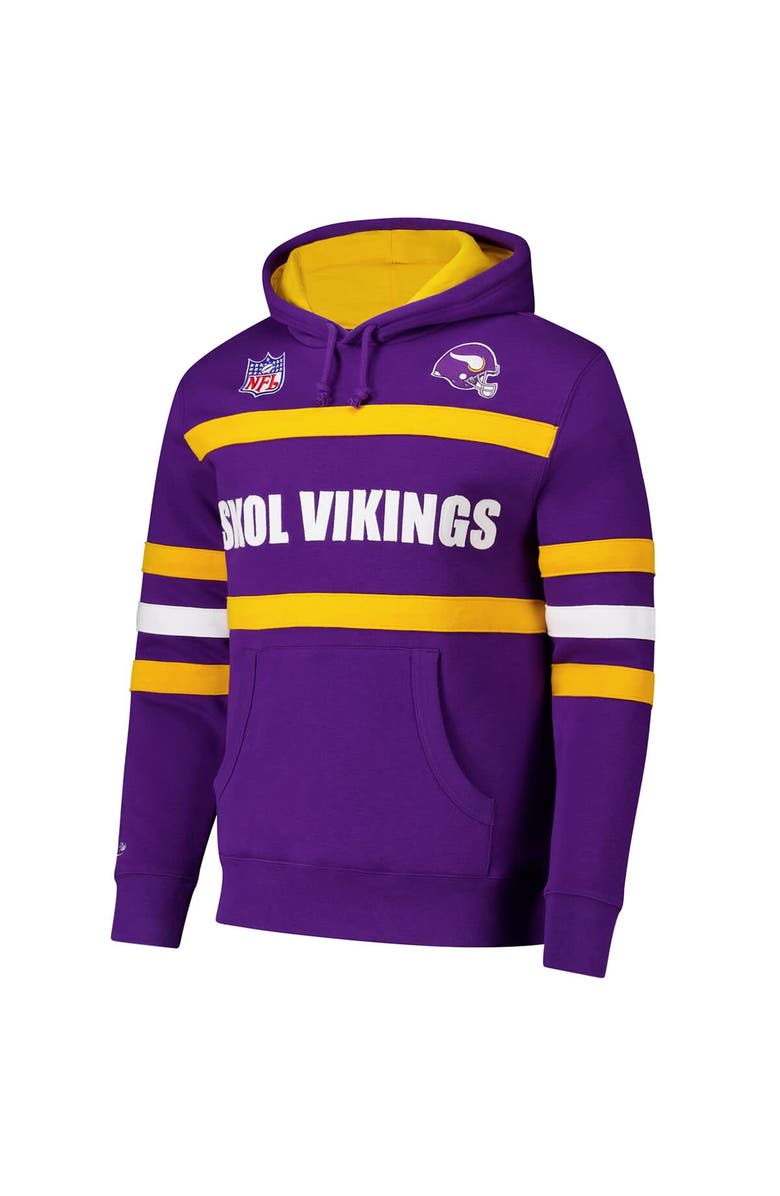 Mitchell & Ness Men's Purple Minnesota Vikings Vintage Logo Head Coach Fleece Pullover Hoodie, Alternate, color, Purple