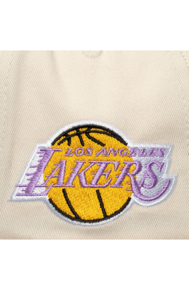 Mitchell & Ness Men's Mitchell & Ness Cream/Purple Los Angeles Lakers Soul Festival Staggered Zag Pro Pinch Snapback Hat, Alternate, color, 