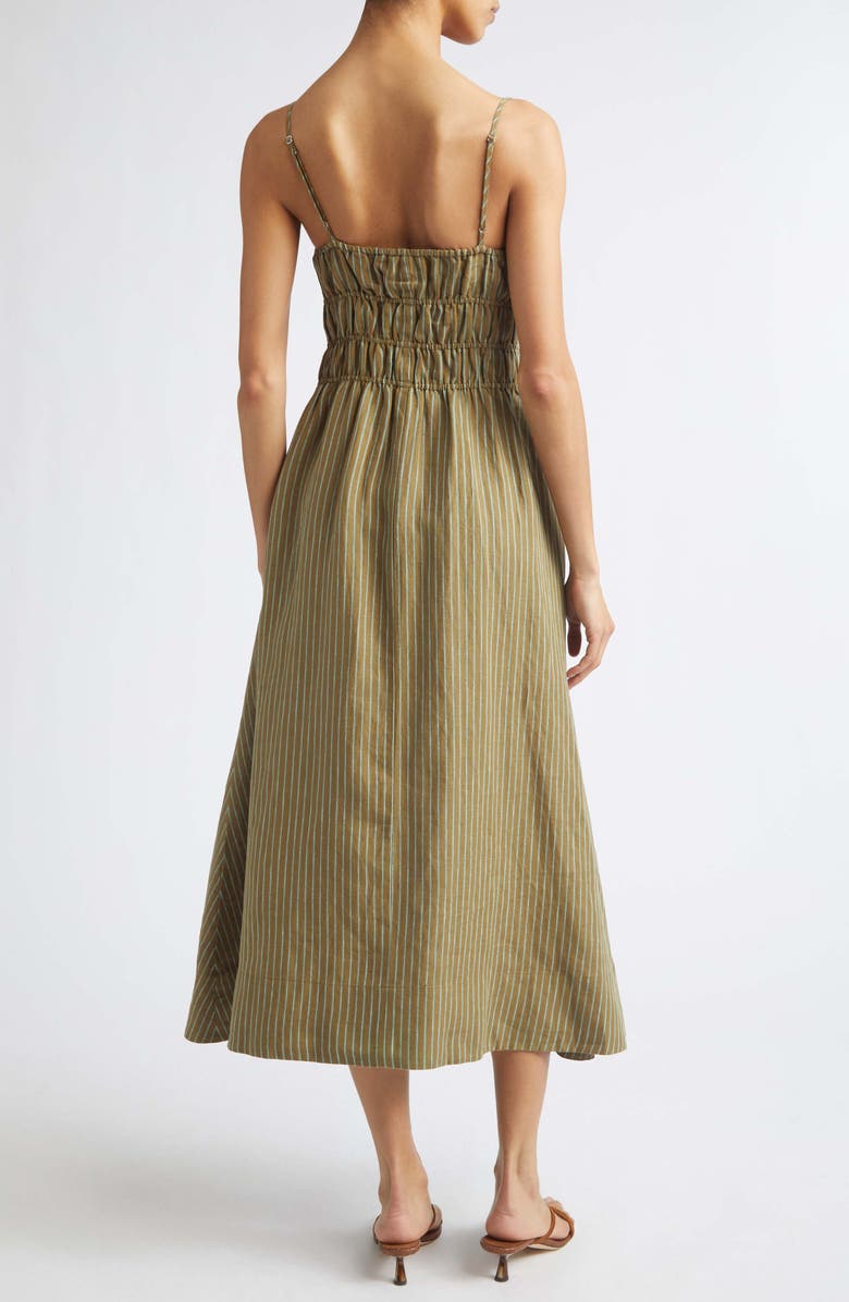 STAUD Ayla Linen Midi Sundress, Alternate, color, Porto Stripe