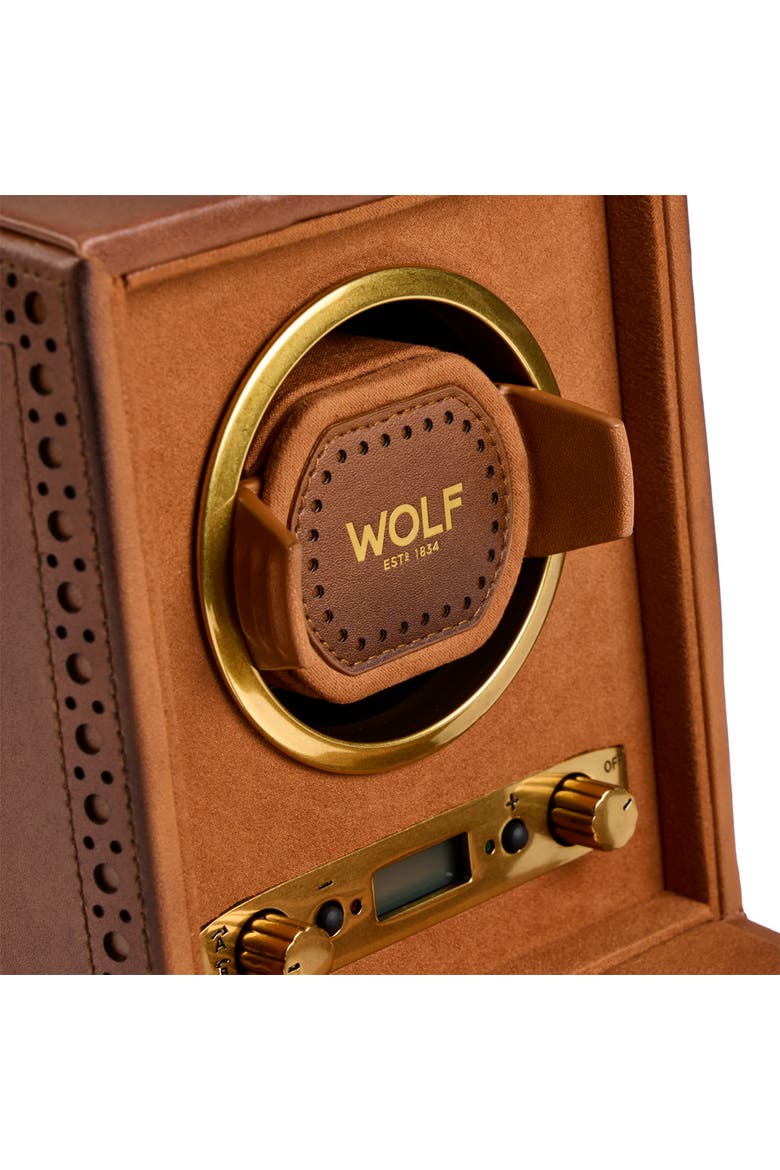 Brogue Single Watch Winder, Alternate, color, Burnished Brown