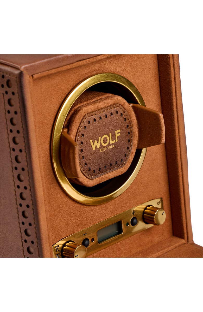WOLF Brogue Single Watch Winder, Alternate, color, Burnished Brown