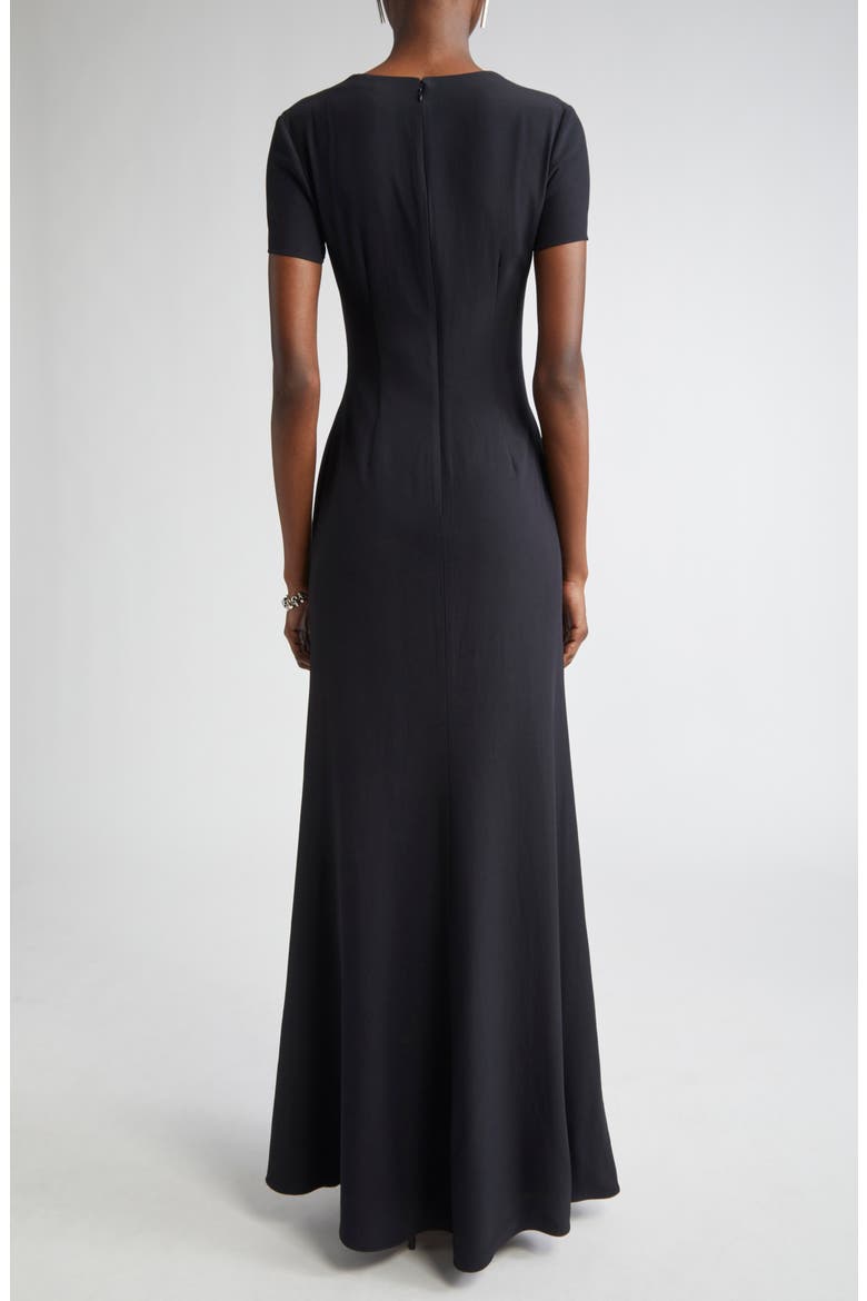 Banshee Embroidery Leaf Crepe Gown, Alternate, color, BLACK