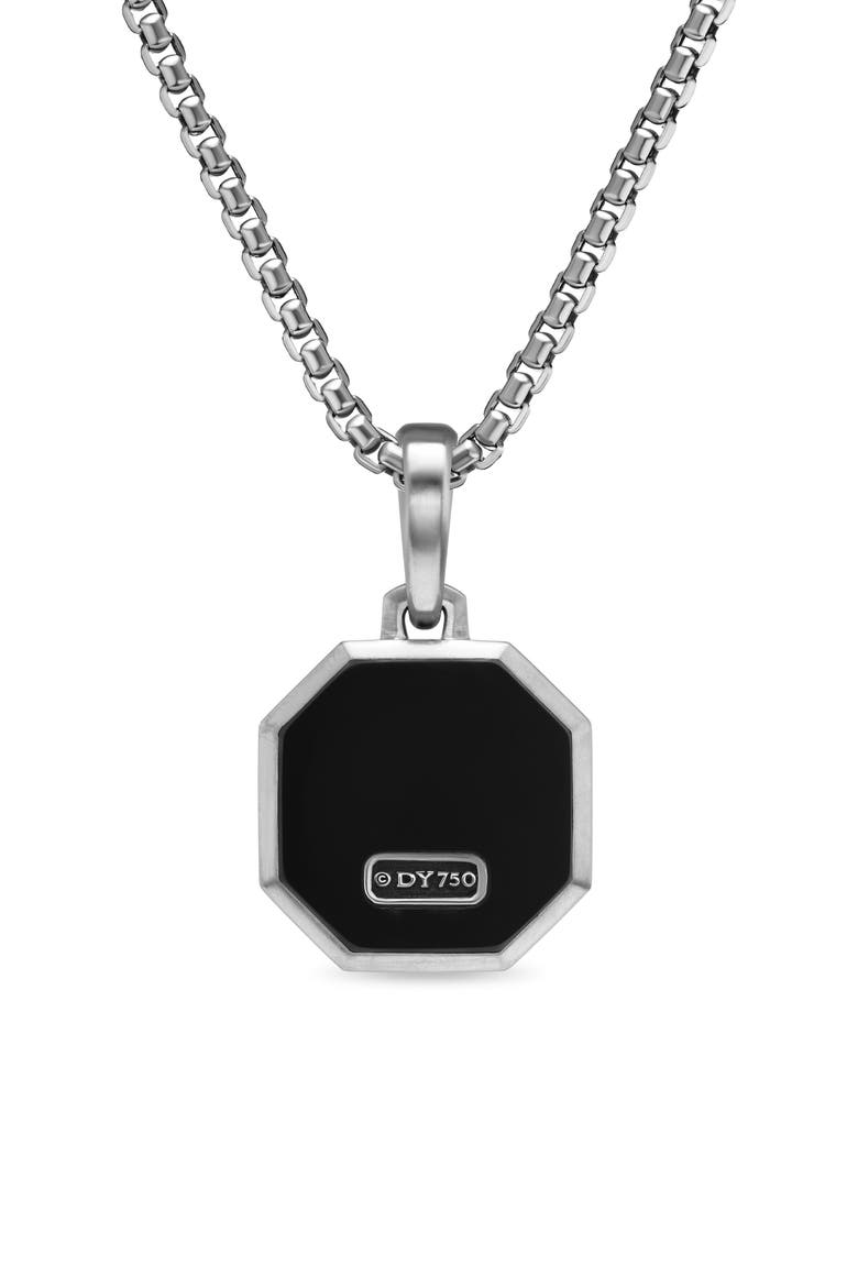 Faceted Stone Amulet in Sterling Silver with Black Onyx, 16mm, Alternate, color, SILVER/ BLACK
