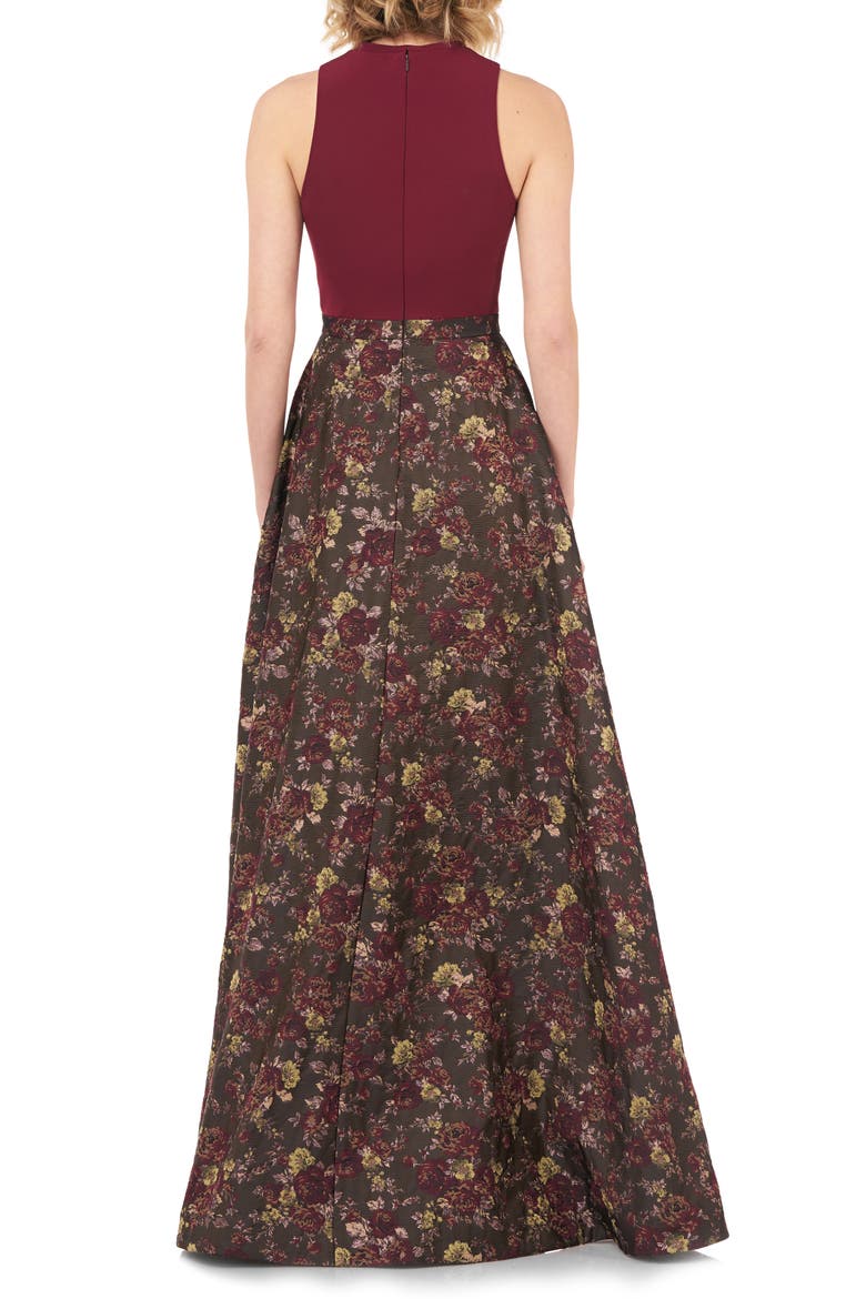 Mikela Floral Ballgown, Alternate, color, BURGUNDY MULTI