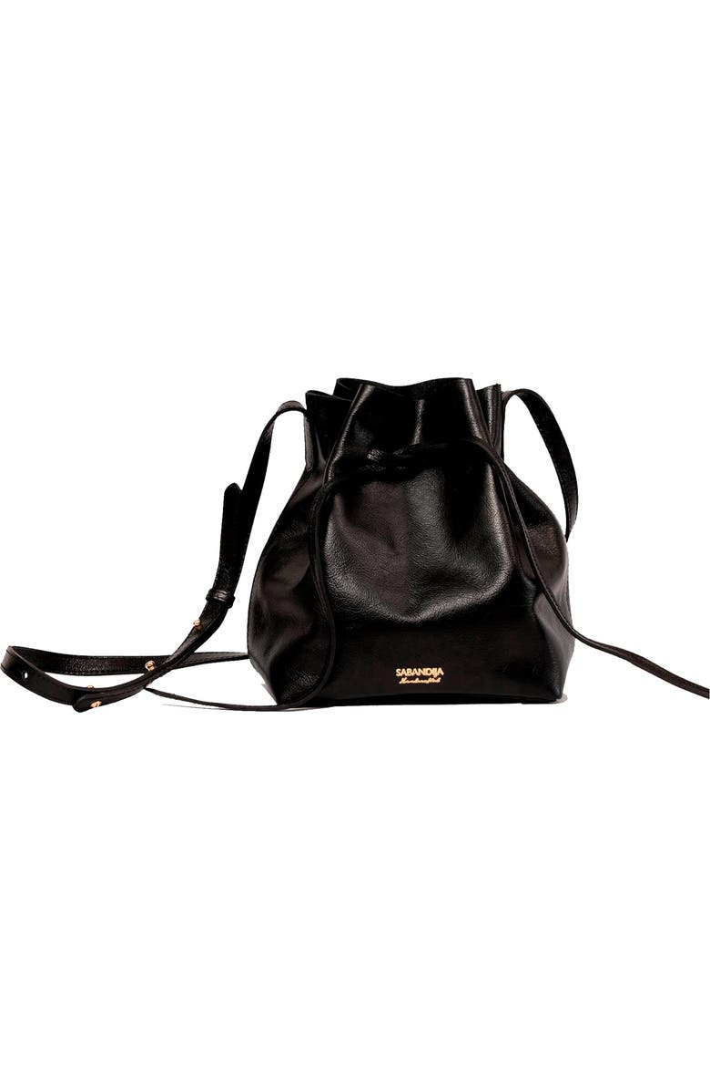SABANDIJA Courtesy Leather Crossbody Bag, Main, color, Black