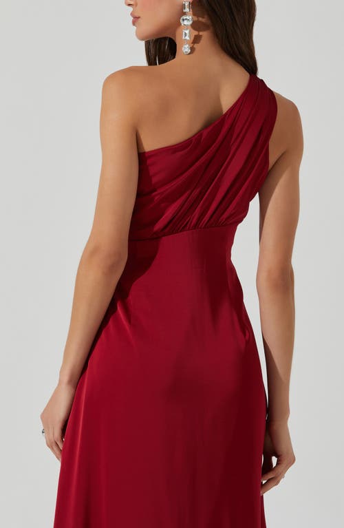 Astr The Label Atolia Draped One-shoulder Gown In Burgundy