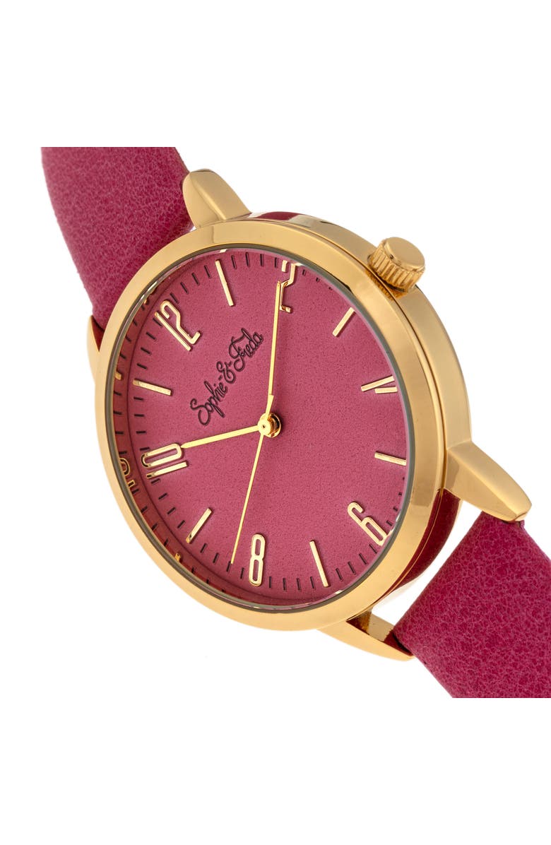 Sophie and Freda Vancouver Leather-Band Watch, Alternate, color, Pink