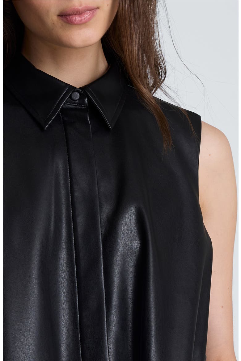 Faux Leather Swing Shirt Dress, Alternate, color, BLACK