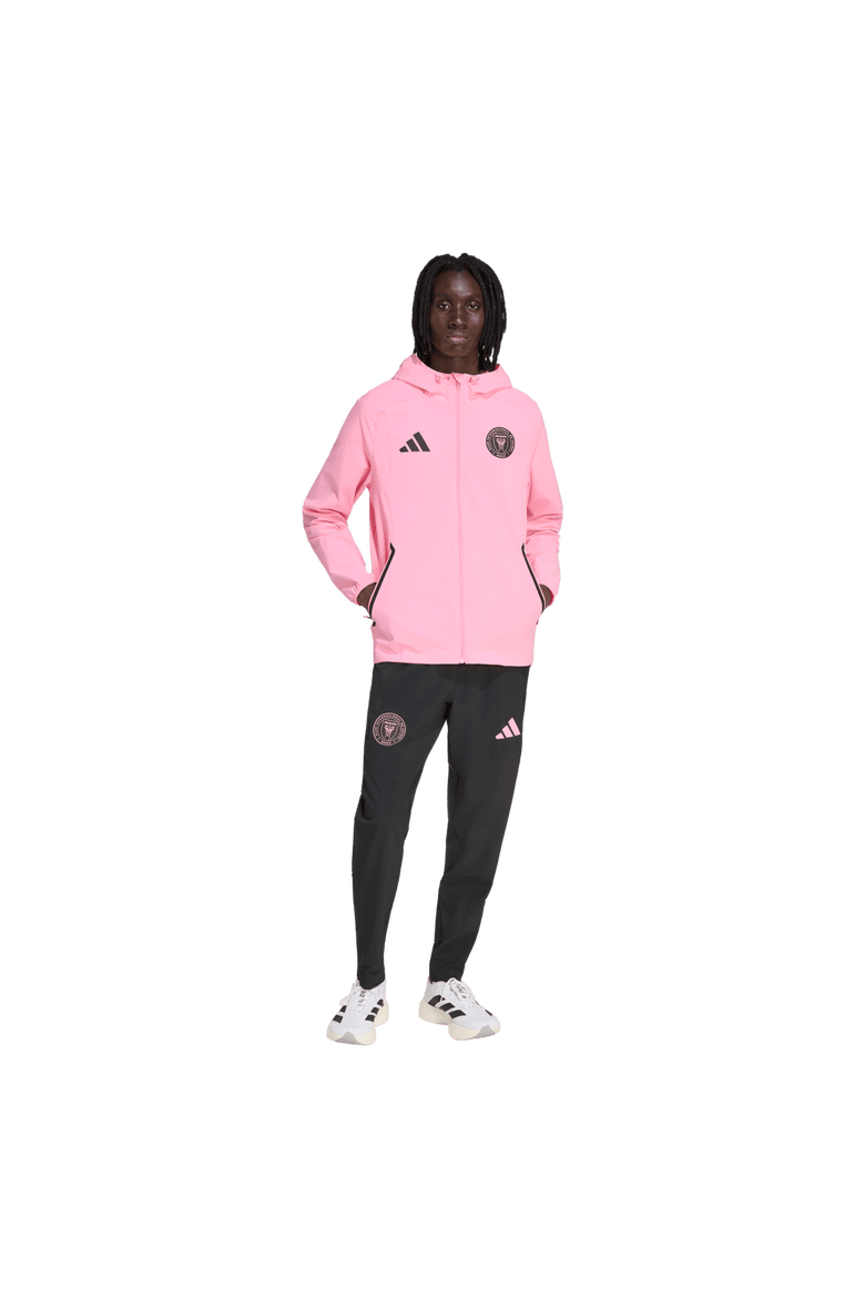 Men's adidas  Light Pink Inter Miami CF Tiro Travel Full-Zip Hooded Windbreaker, Alternate, color, Light Pink