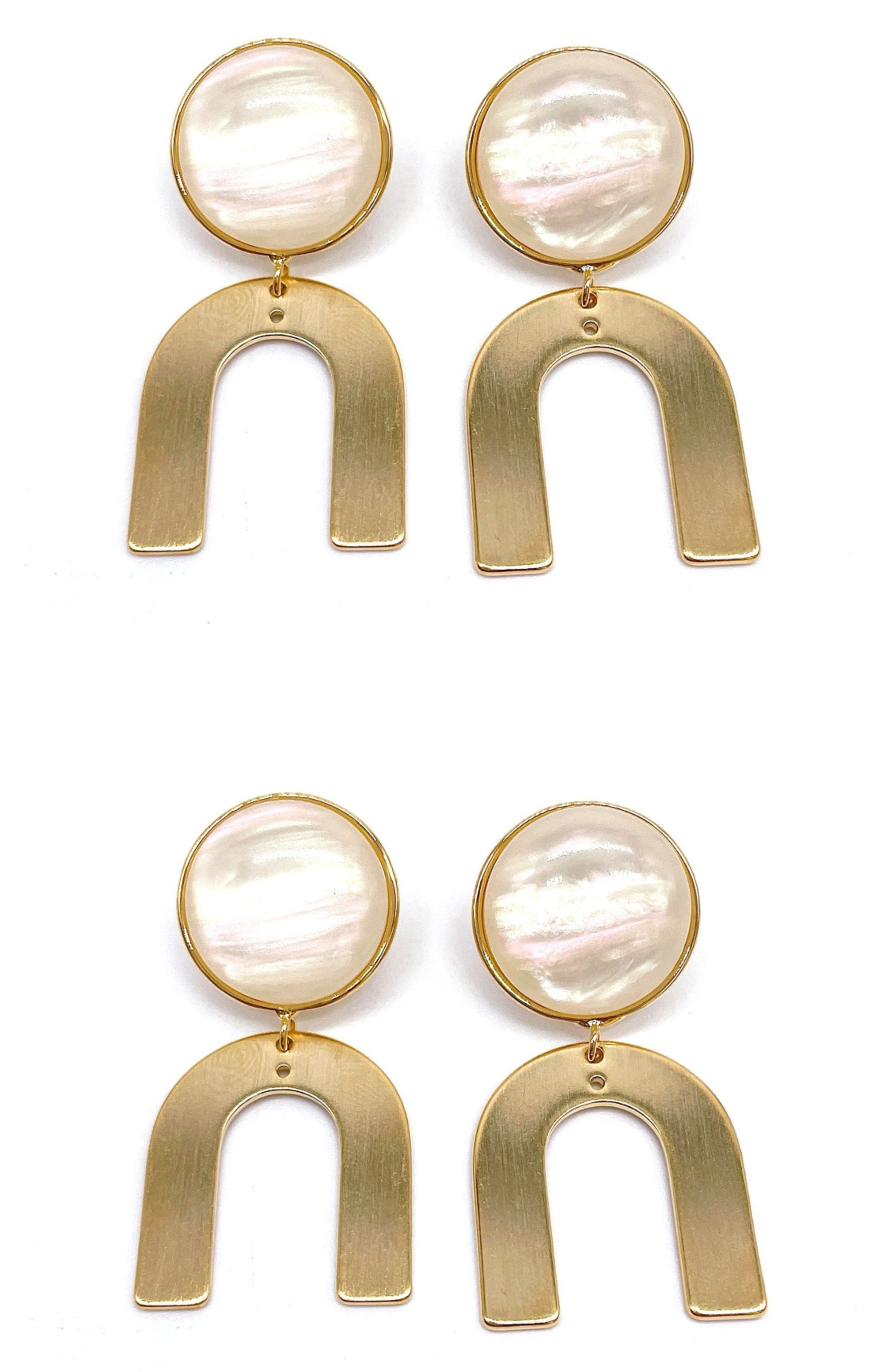 Adornia Set of 2 Arch Statement Drop Earrings